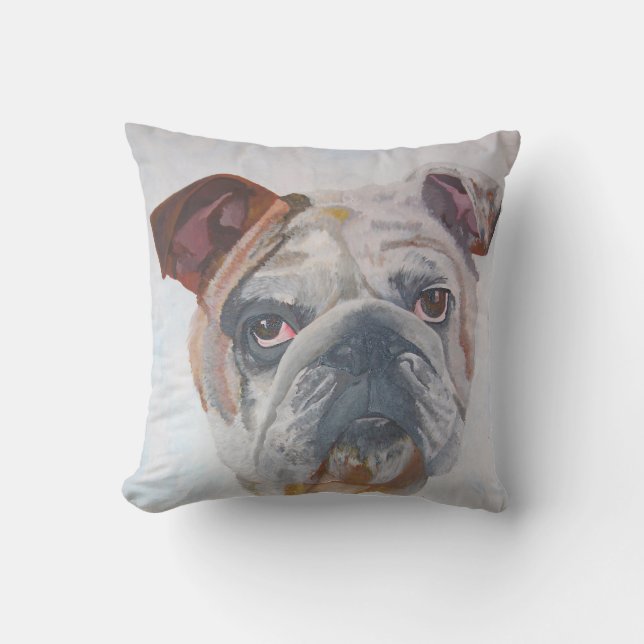 Amerikaans Bulldog Artistic Pet Portret Kussen (Voorkant)