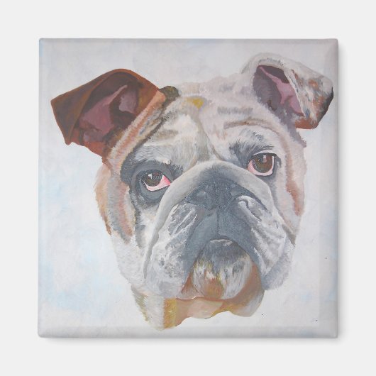 Amerikaans Bulldog Artistic Pet Portret Magneet (Voorkant)