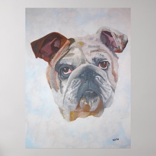 Amerikaans Bulldog Artistic Pet Portret Poster (Voorkant)