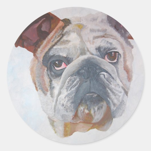 Amerikaans Bulldog Artistic Pet Portret Ronde Sticker (Voorkant)