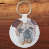 Amerikaans Bulldog Artistic Pet Portret Sleutelhanger (Voorkant)
