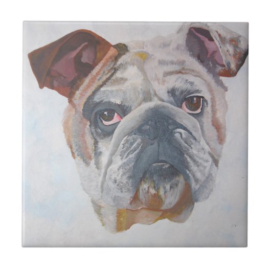 Amerikaans Bulldog Artistic Pet Portret Tegeltje (Voorkant)