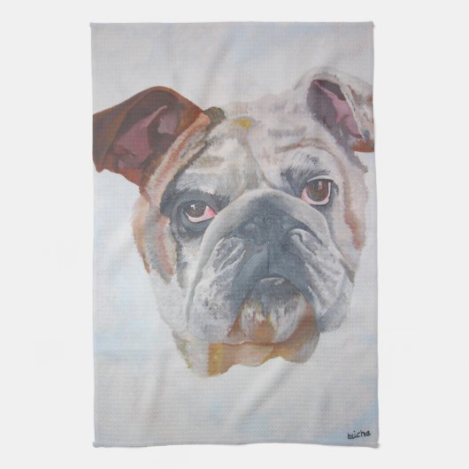Amerikaans Bulldog Artistic Pet Portret Theedoek (Verticaal)