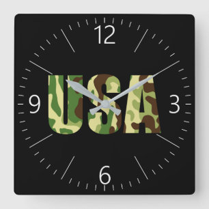 Amerikaans camouflage vierkante klok