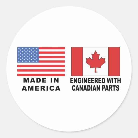Amerikaans Canadees Ronde Sticker (Voorkant)