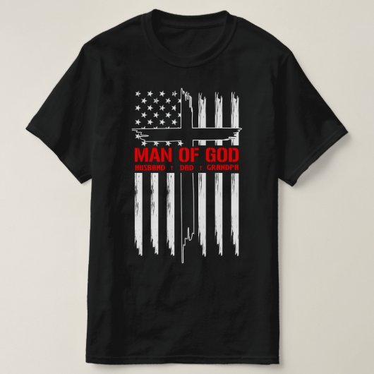 Amerikaans Christelijk Man van God Opa T-shirt (Design voorkant)