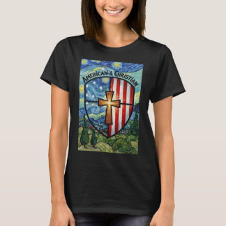 Amerikaans & Christelijk Patriotisch Schild Geloof T-shirt