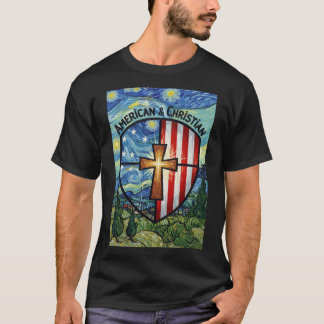 Amerikaans & Christelijk Patriotisch Schild Geloof T-shirt