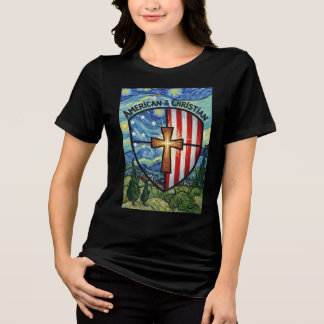 Amerikaans & Christelijk Patriotisch Schild Geloof Tri-Blend Shirt