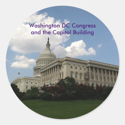 Amerikaans Congres en Capitol Ronde Sticker (Voorkant)