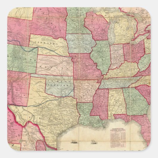 Amerikaans continent Verenigde Staten Vierkante Sticker (Voorkant)