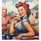 Amerikaans Country Girl Douchegordijn (Voorkant)