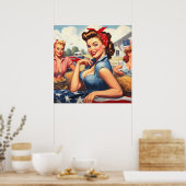  Amerikaans Country Girl Poster (Keuken)
