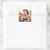 Amerikaans Country Girl Vierkante Sticker (Tas)