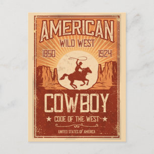 Amerikaans Cowboy Wild West Briefkaart