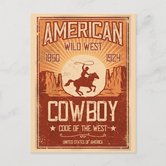 Amerikaans Cowboy Wild West Briefkaart (Voorkant)