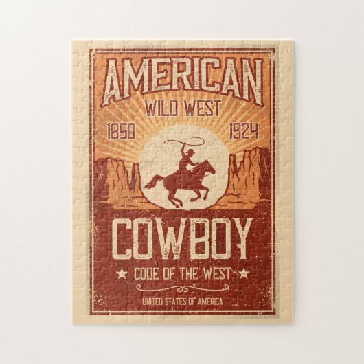 Amerikaans Cowboy Wild West Legpuzzel (Verticaal)