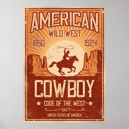 Amerikaans Cowboy Wild West Poster (Voorkant)
