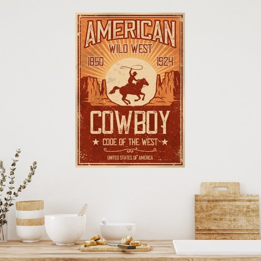 Amerikaans Cowboy Wild West Poster (Keuken)