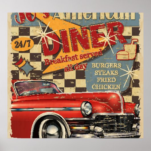  Amerikaans Diner poster: retro stijl Poster (Voorkant)