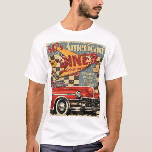 Amerikaans Diner poster: retro stijl T-shirt (Voorkant)