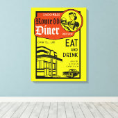 Amerikaans diner uit de jaren 50 canvas afdruk (Insitu (Houten vloer))