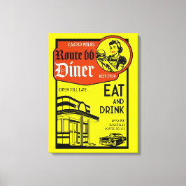 Amerikaans diner uit de jaren 50 canvas afdruk