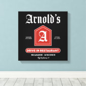 Amerikaans diner uit de jaren 50 canvas afdruk (Insitu (Houten vloer))