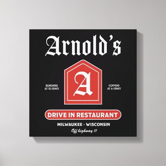 Amerikaans diner uit de jaren 50 canvas afdruk (Voorkant)