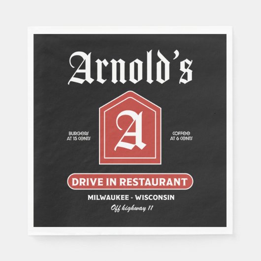 Amerikaans diner uit de jaren 50 servet (Voorkant)