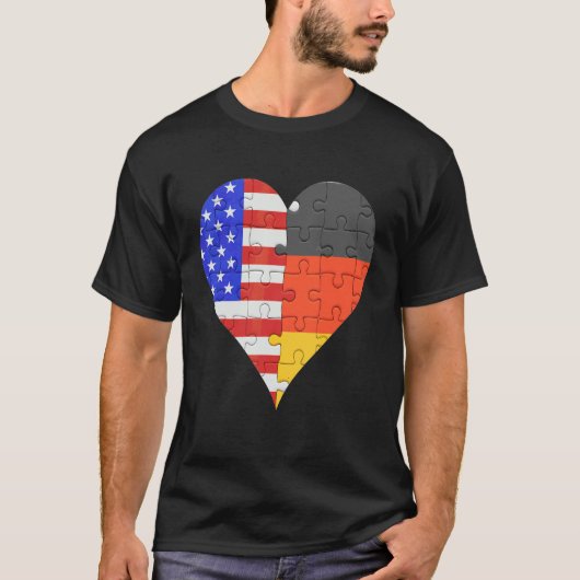 Amerikaans-Duitse vlag Heart T-shirt (Voorkant)