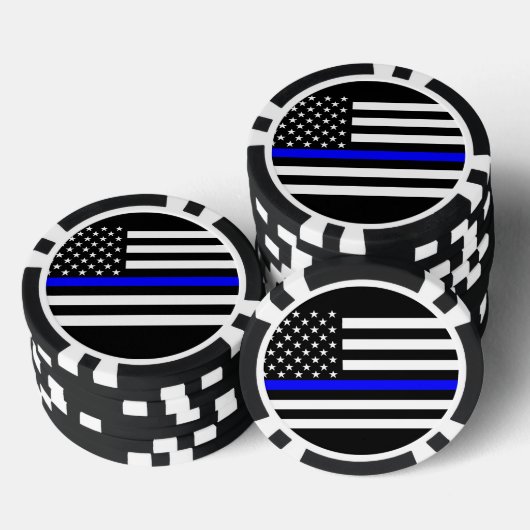 Amerikaans dun blauw lijnsymbool pokerchips (Opstapeling)