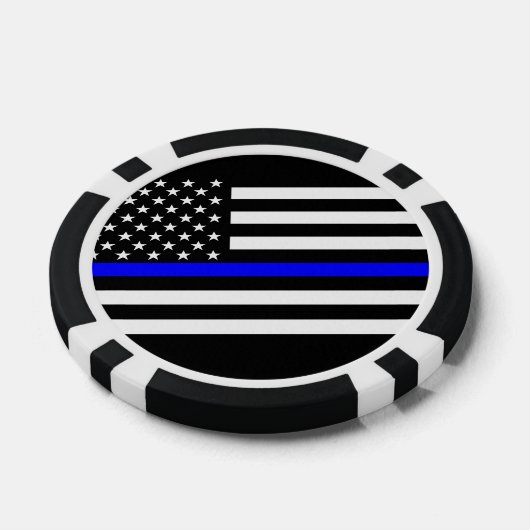 Amerikaans dun blauw lijnsymbool pokerchips (Enkel)