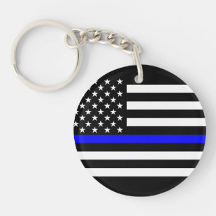 Amerikaans dun blauw lijnsymbool sleutelhanger
