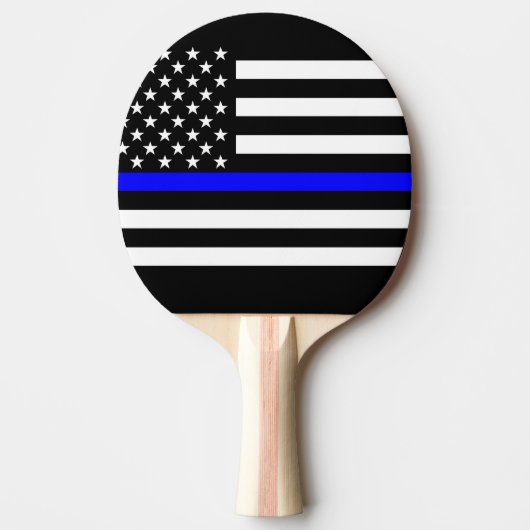 Amerikaans dun blauw lijnsymbool tafeltennisbatje (Voorkant)