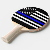 Amerikaans dun blauw lijnsymbool tafeltennisbatje (Voorkant Gekanteld)