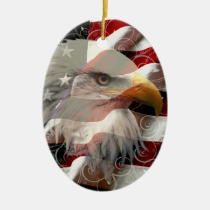 Amerikaans Eagle Flag Oval Ornament