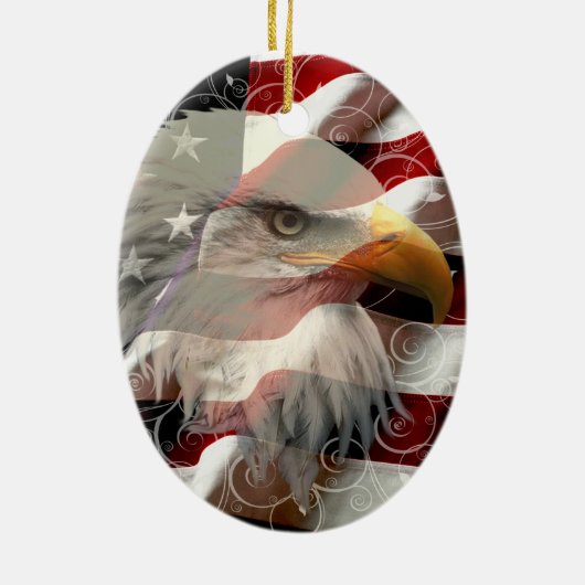 Amerikaans Eagle Flag Oval Ornament (Achterkant)