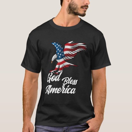 Amerikaans Eagle God Bless America T-shirt (Voorkant)