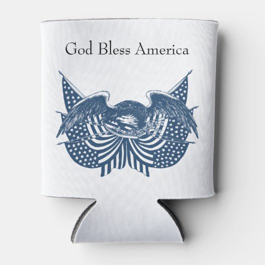 Amerikaans Eagle Guarding USA Patriotic Flag Banne Blikjeskoeler (Voorkant)