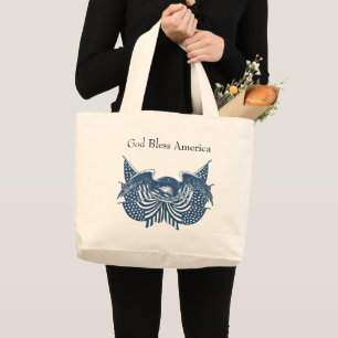 Amerikaans Eagle Guarding USA Patriotic Flag Banne Grote Tote Bag