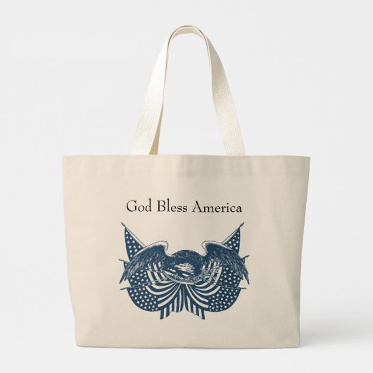 Amerikaans Eagle Guarding USA Patriotic Flag Banne Grote Tote Bag (Achterkant)