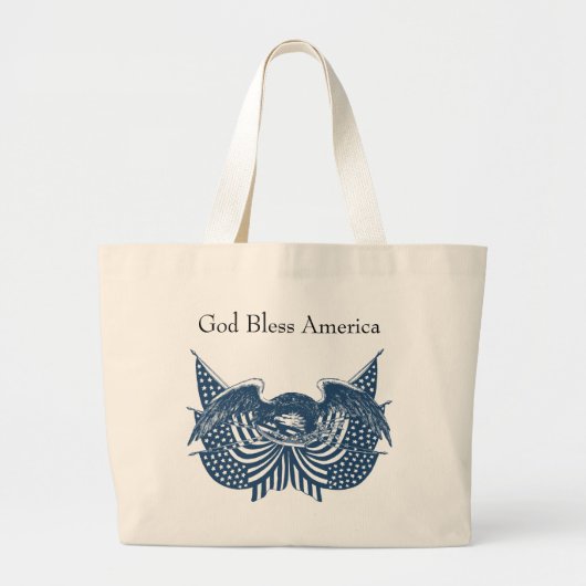 Amerikaans Eagle Guarding USA Patriotic Flag Banne Grote Tote Bag (Voorkant)