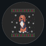 Amerikaans Engels Coonhound Christmas Sweater Pet  Ronde Sticker<br><div class="desc">Amerikaans Engels Coonhound Christmas Sweater Pet Hondenliefhebber</div>