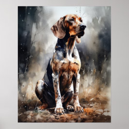 Amerikaans Engels Coonhound Dog Art Print Poster