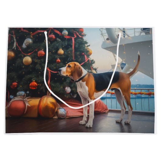 Amerikaans Engels Foxhound Christmas Cruise Vakant Groot Cadeauzakje (Voorkant)
