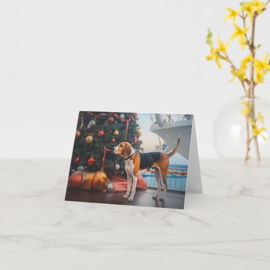 Amerikaans Engels Foxhound Christmas Cruise Vakant Kaart (Gele Bloem)