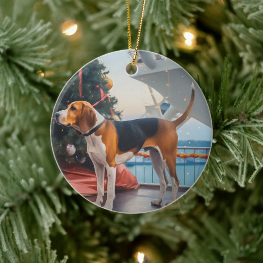 Amerikaans Engels Foxhound Christmas Cruise Vakant Keramisch Ornament (Boom)