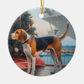 Amerikaans Engels Foxhound Christmas Cruise Vakant Keramisch Ornament (Voorkant)
