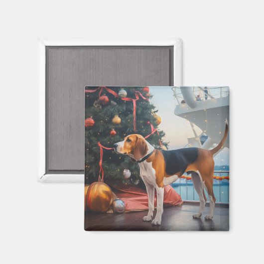 Amerikaans Engels Foxhound Christmas Cruise Vakant Magneet (Voorkant / Achterkant)